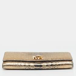مملوكة مسبقًا Michael Kors Gold Python Embossed Leather Continental Wallet