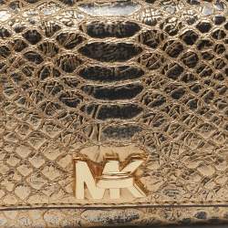 مملوكة مسبقًا Michael Kors Gold Python Embossed Leather Continental Wallet