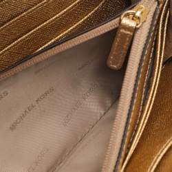 مملوكة مسبقًا Michael Kors Gold Python Embossed Leather Continental Wallet