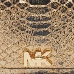 مملوكة مسبقًا Michael Kors Gold Python Embossed Leather Continental Wallet