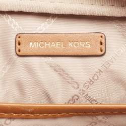 Michael Kors Beige/Brown Signatur Canvas Jet Set Travel Wristlet Pouch