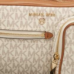 Michael Kors Beige/Brown Signatur Canvas Jet Set Travel Wristlet Pouch