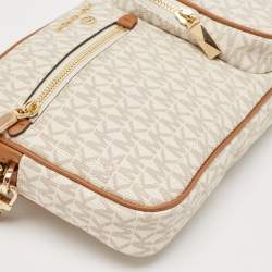 Michael Kors Beige/Brown Signatur Canvas Jet Set Travel Wristlet Pouch