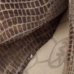 Michael Kors Grey Lizard Embossed Leather Buckle Flap Crossbody Bag