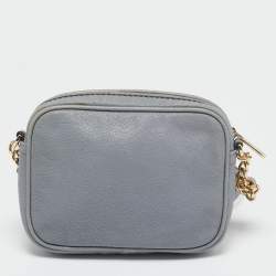 Pre Owned MICHAEL Michael Kors Light Blue Leather Mini Jet Set Crossbody Bag