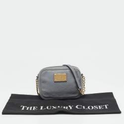 Pre Owned MICHAEL Michael Kors Light Blue Leather Mini Jet Set Crossbody Bag