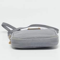 Pre Owned MICHAEL Michael Kors Light Blue Leather Mini Jet Set Crossbody Bag