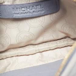 Pre Owned MICHAEL Michael Kors Light Blue Leather Mini Jet Set Crossbody Bag