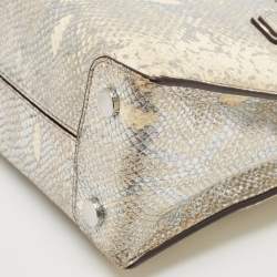 Michael Kors Cream/Silver Python Embossed Leather Small Mercer Tote