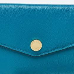 Michael Kors Blue/Brown Leather Flap Continental Wallet 