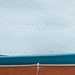 Michael Kors Blue/Brown Leather Flap Continental Wallet 