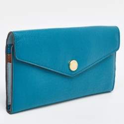 Michael Kors Blue/Brown Leather Flap Continental Wallet 