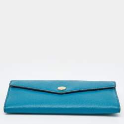 Michael Kors Blue/Brown Leather Flap Continental Wallet 