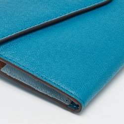 Michael Kors Blue/Brown Leather Flap Continental Wallet 