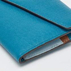 Michael Kors Blue/Brown Leather Flap Continental Wallet 