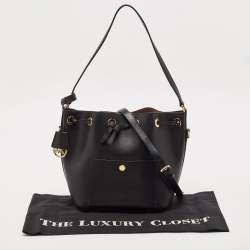 Pre Owned Michael Kors Black Leather Greenwich Bucket Bag