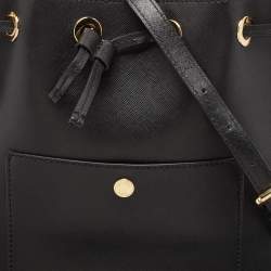 Pre Owned Michael Kors Black Leather Greenwich Bucket Bag