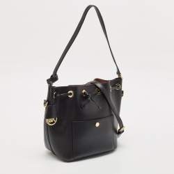 Pre Owned Michael Kors Black Leather Greenwich Bucket Bag