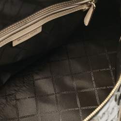 Pre Owned Michael Kors Black Embossed Logo Patent Fabric Extra large Grayson Weekender Bag