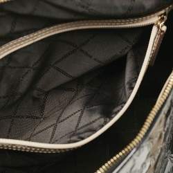 Pre Owned Michael Kors Black Embossed Logo Patent Fabric Extra large Grayson Weekender Bag