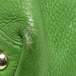 Pre Owned Michael Kors Green/Beige Leather Jet Set Top Zip Tote