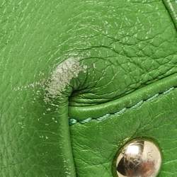 Pre Owned Michael Kors Green/Beige Leather Jet Set Top Zip Tote