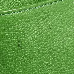 Pre Owned Michael Kors Green/Beige Leather Jet Set Top Zip Tote