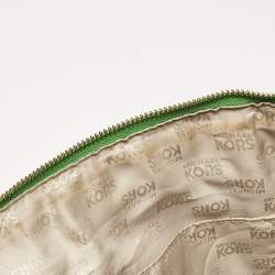 Pre Owned Michael Kors Green/Beige Leather Jet Set Top Zip Tote