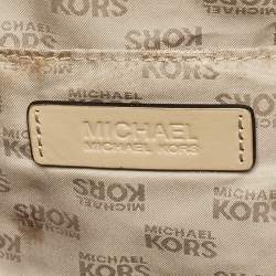 Pre Owned Michael Kors Green/Beige Leather Jet Set Top Zip Tote