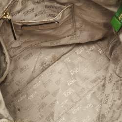 Pre Owned Michael Kors Green/Beige Leather Jet Set Top Zip Tote