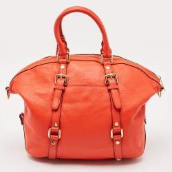 Pre Owned Michael Kors Red Leather Bedford Satchel