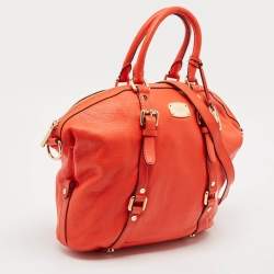 Pre Owned Michael Kors Red Leather Bedford Satchel