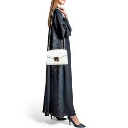 Pre Owned Michael Kors White Quilted Leather Medium Rose Shoulder Bag