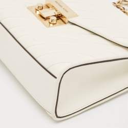 Pre Owned Michael Kors White Quilted Leather Medium Rose Shoulder Bag