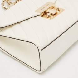 Pre Owned Michael Kors White Quilted Leather Medium Rose Shoulder Bag