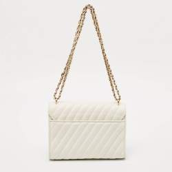 Pre Owned Michael Kors White Quilted Leather Medium Rose Shoulder Bag