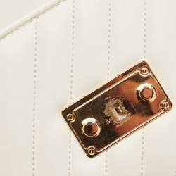 Pre Owned Michael Kors White Quilted Leather Medium Rose Shoulder Bag