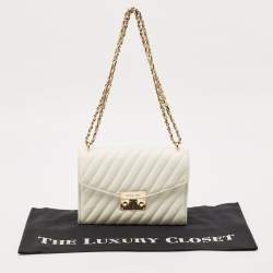 Pre Owned Michael Kors White Quilted Leather Medium Rose Shoulder Bag