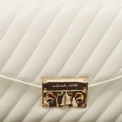 Pre Owned Michael Kors White Quilted Leather Medium Rose Shoulder Bag