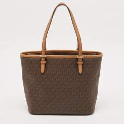Michael Kors Brown Signature Coated Canvas and Leather Ciara Tote