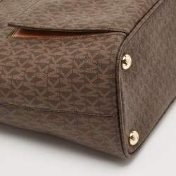 Michael Kors Brown Signature Coated Canvas and Leather Ciara Tote