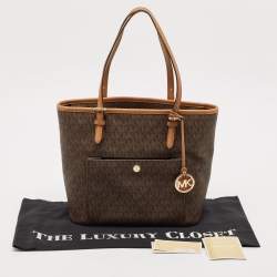 Michael Kors Brown Signature Coated Canvas and Leather Ciara Tote