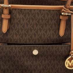 Michael Kors Brown Signature Coated Canvas and Leather Ciara Tote