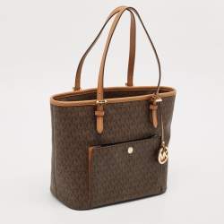 Michael Kors Brown Signature Coated Canvas and Leather Ciara Tote