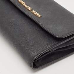 Michael Kors Black Leather Flap Wallet On Chain