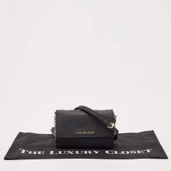 Michael Kors Black Leather Flap Wallet On Chain