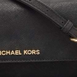 Michael Kors Black Leather Flap Wallet On Chain