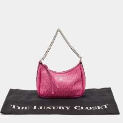 Michael Kors Pink Signature Coated Canvas and Leather Small Jet Set Charm Bag