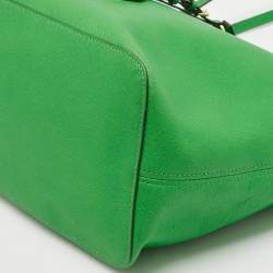 Pre Owned Michael Kors Green Leather Large Jet Set Travel Tote