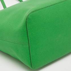 Pre Owned Michael Kors Green Leather Large Jet Set Travel Tote